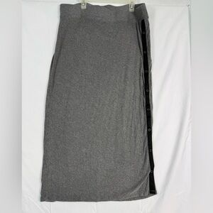 DKNY Gray Pencil Skirt with Black Button Trim